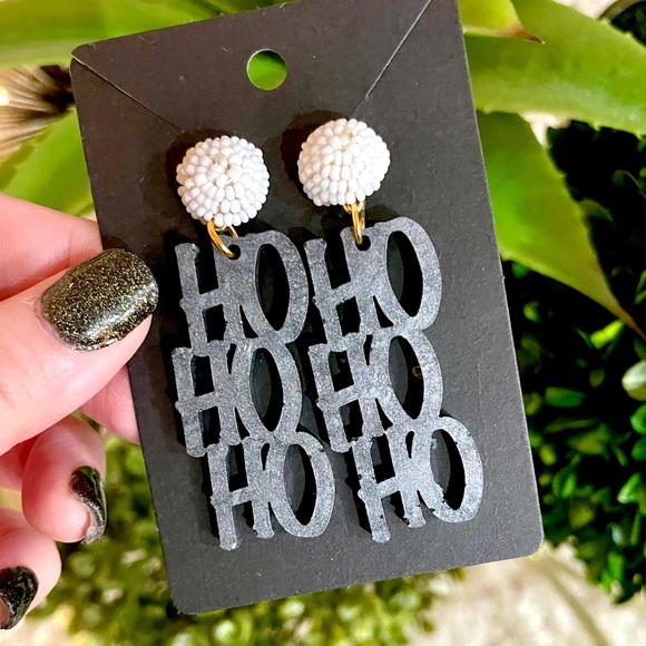 Acrylic Ho Ho Ho Earrings - Picture 2 of 3